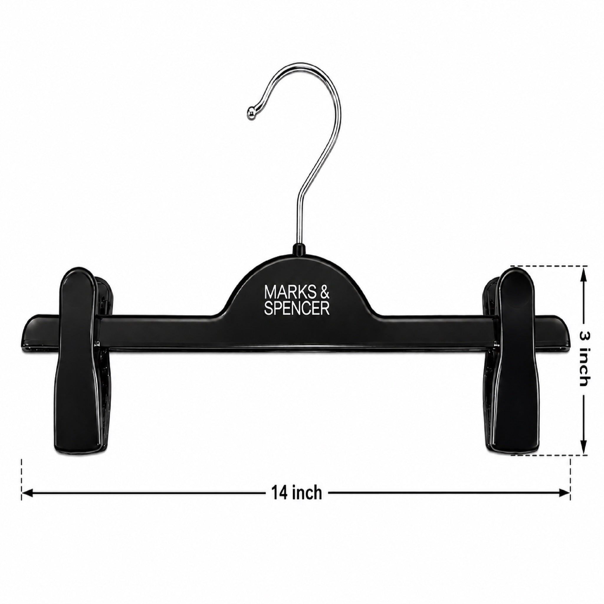 Black Plastic adjustable Clip Hangers Pack of 12, 14 Inch