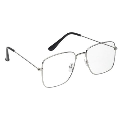 Silver Rectangle Metal Optical Eyeglass Frame for Men & Women