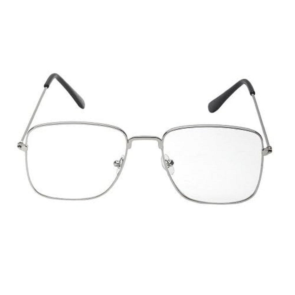 Silver Rectangle Metal Optical Eyeglass Frame for Men & Women