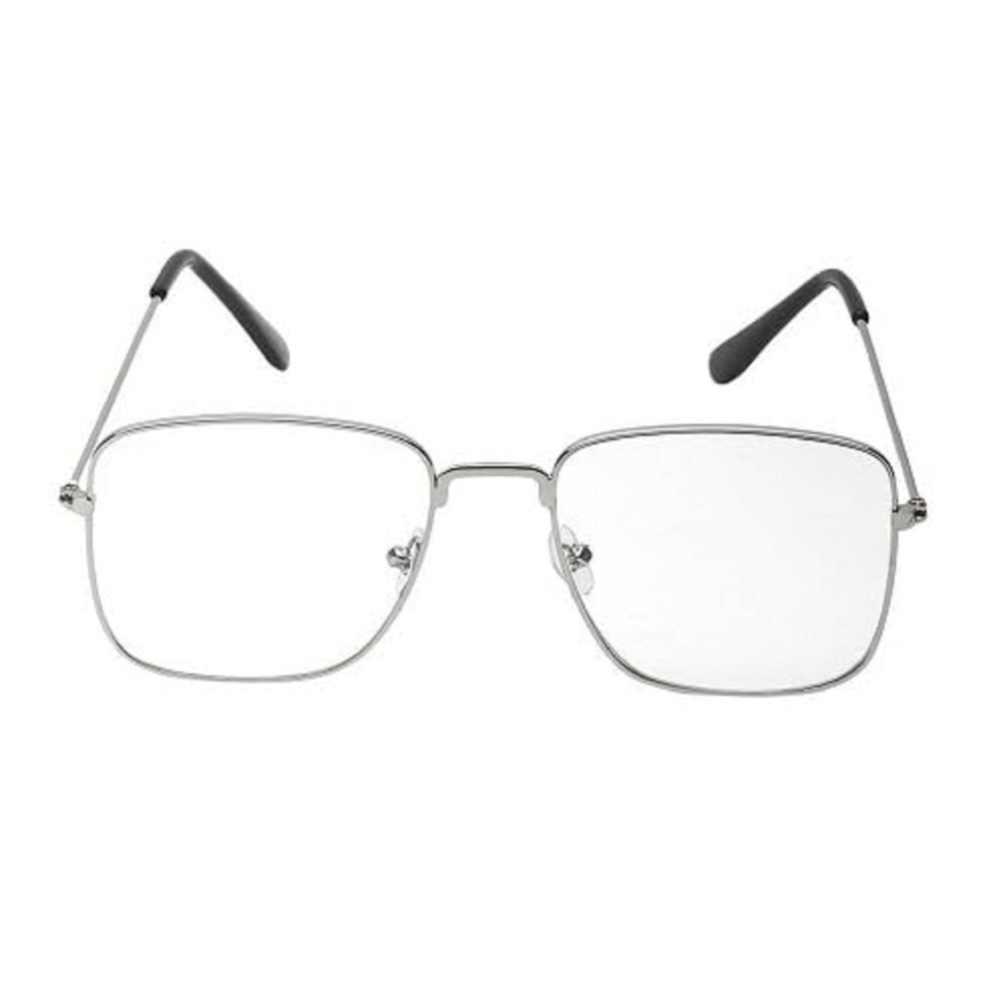 Silver Rectangle Metal Optical Eyeglass Frame for Men & Women