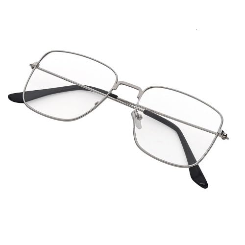 Silver Rectangle Metal Optical Eyeglass Frame for Men & Women