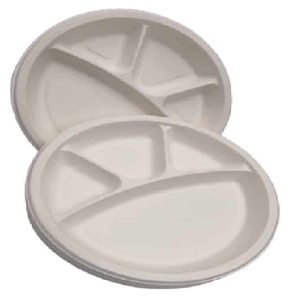 4 CP Disposable Compartment Plate Pack of 25 | Leak Resistant Plate