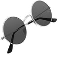 Round Metal Sunglasses for Men & Women | Vintage Black Lens Fashion Eyewear