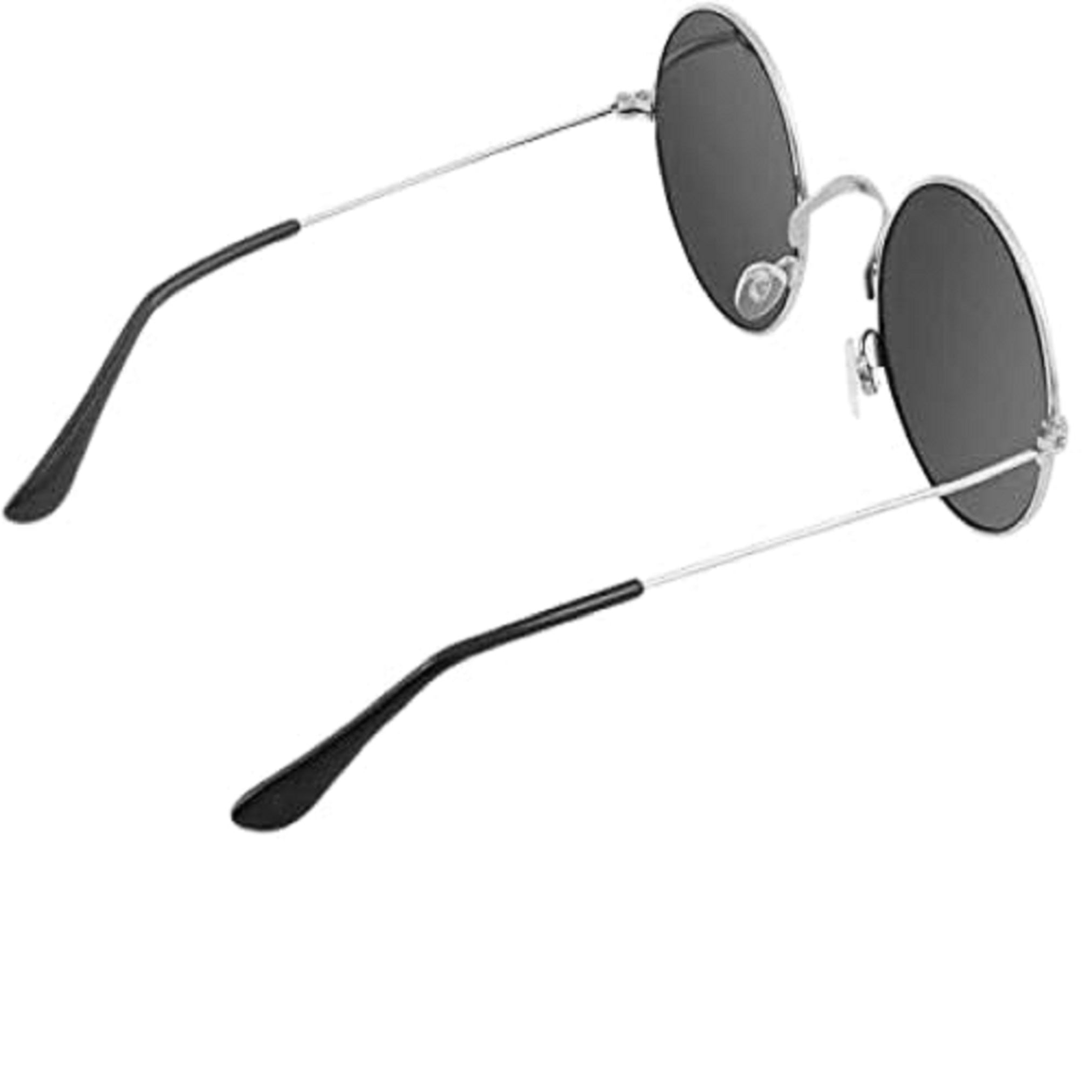 Round Metal Sunglasses for Men & Women | Vintage Black Lens Fashion Eyewear