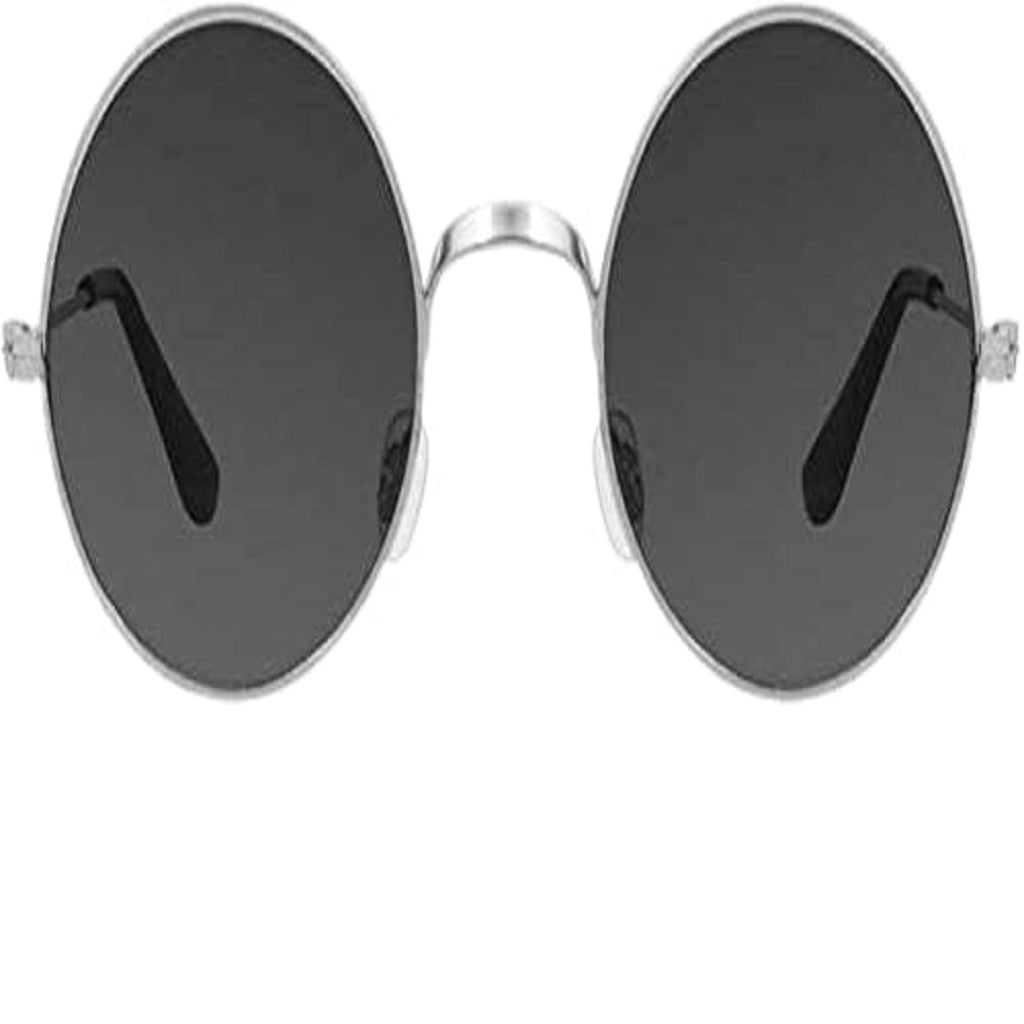 Round Metal Sunglasses for Men & Women | Vintage Black Lens Fashion Eyewear