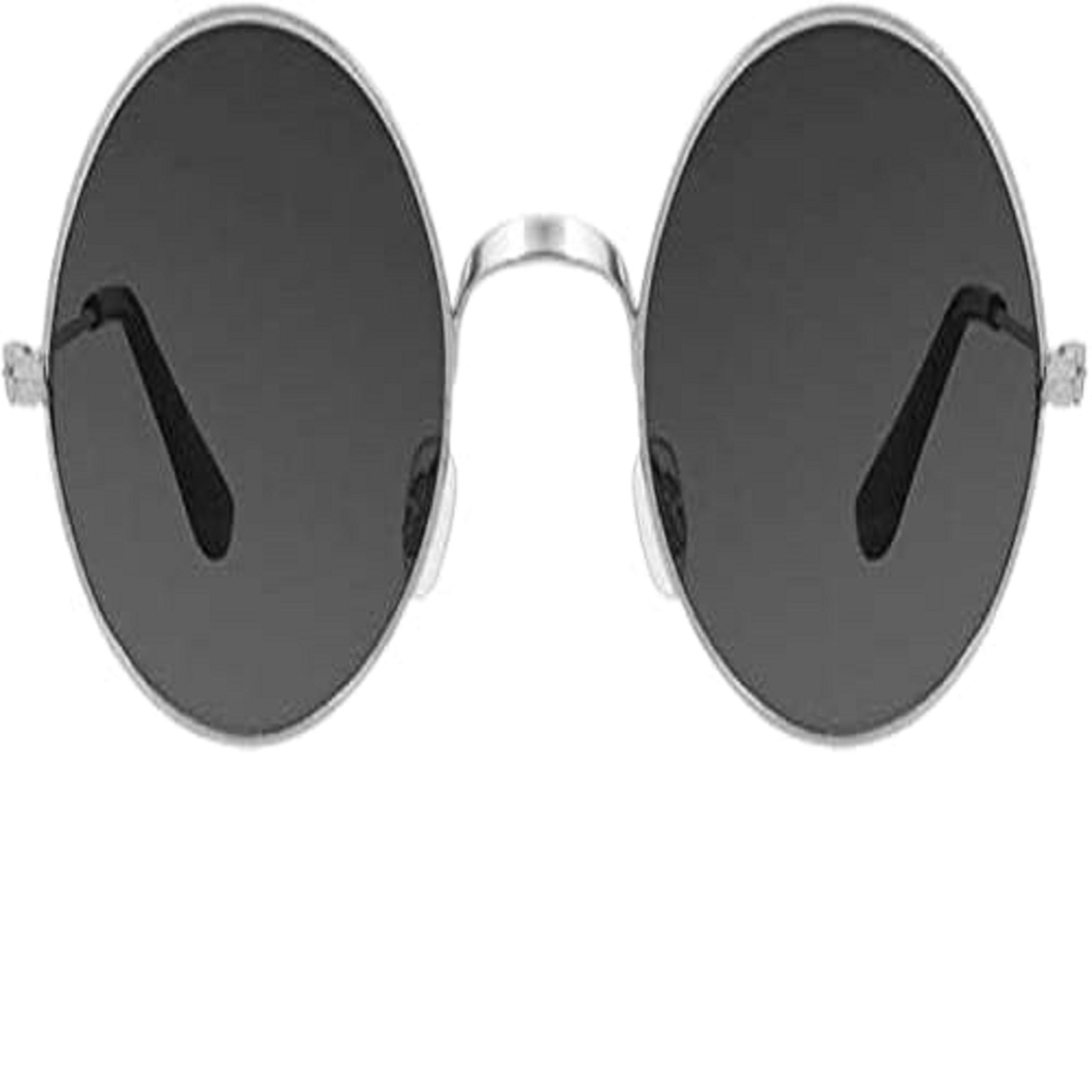 Round Metal Sunglasses for Men & Women | Vintage Black Lens Fashion Eyewear
