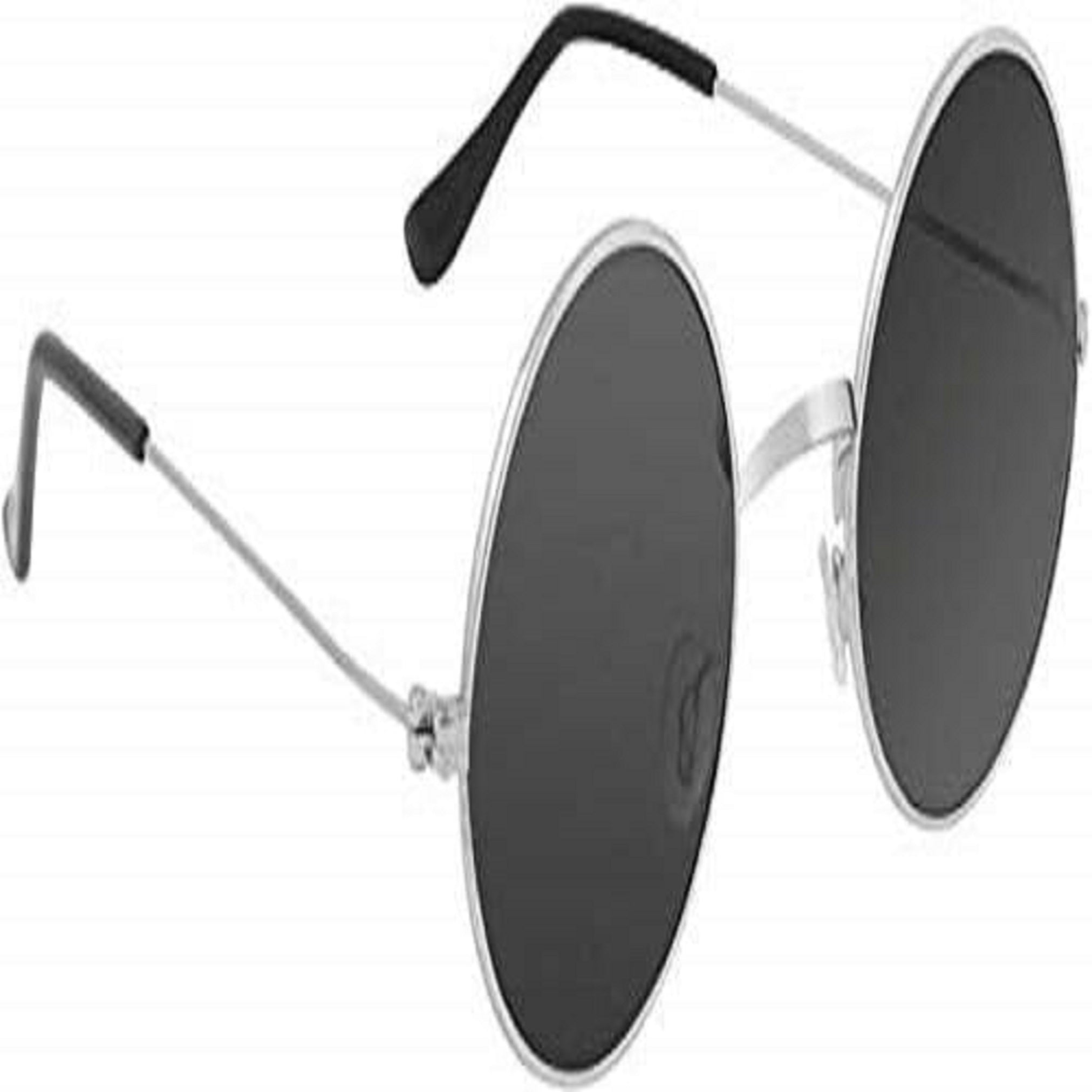 Round Metal Sunglasses for Men & Women | Vintage Black Lens Fashion Eyewear