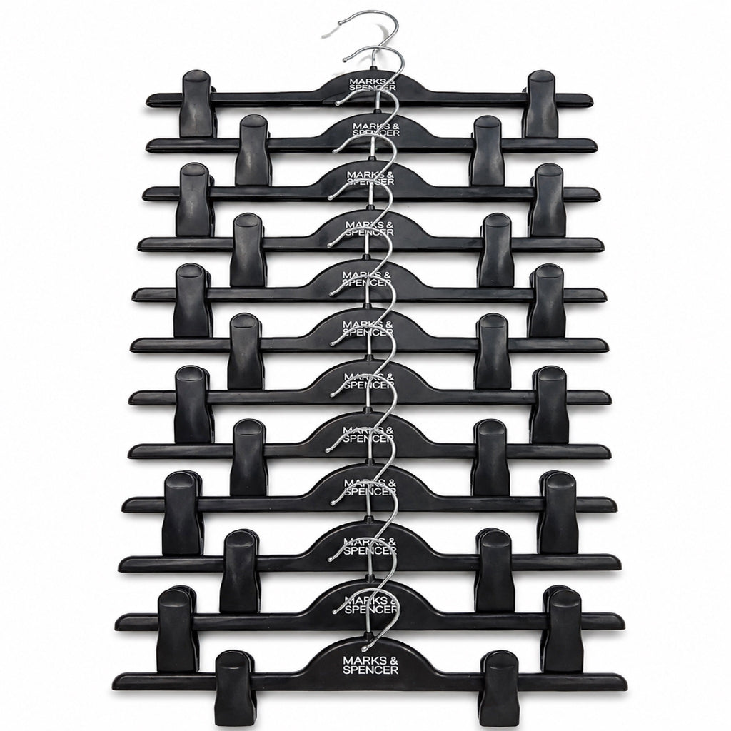 Black Plastic adjustable Clip Hangers Pack of 12, 14 Inch