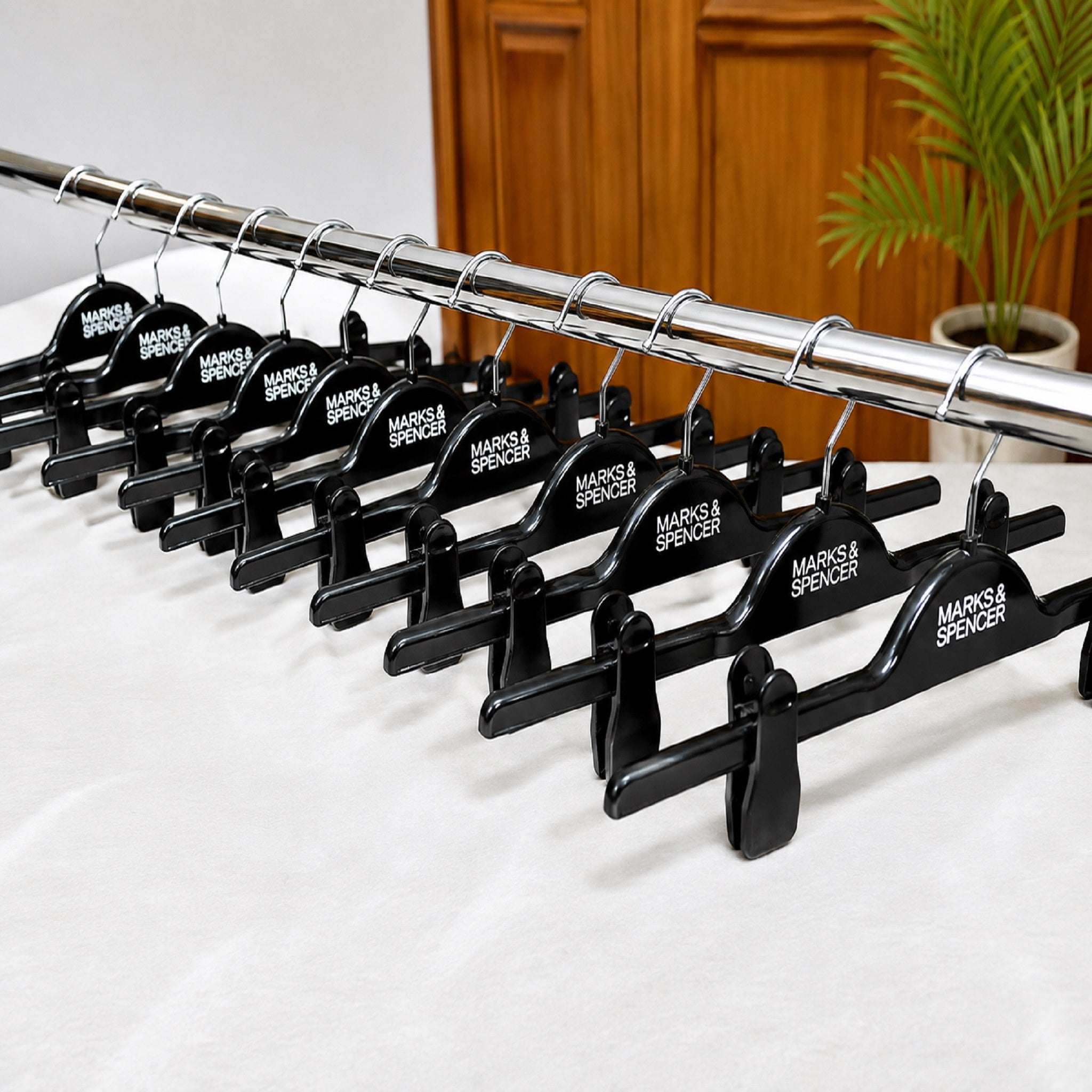Black Plastic adjustable Clip Hangers Pack of 12, 14 Inch