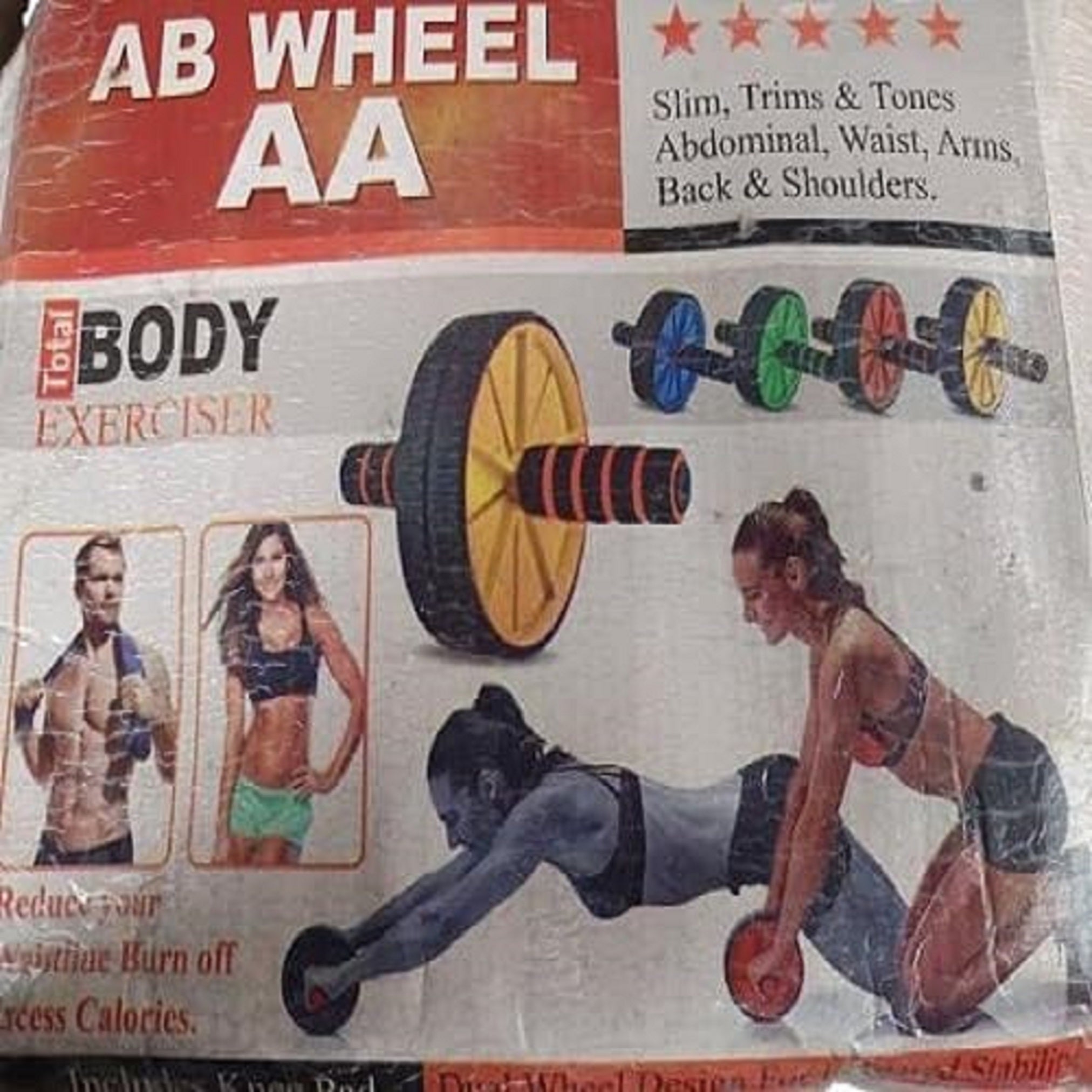Double Wheel Ab Roller Exercise Wheel with Foam Grip Handles | Core Strength Trainer | Set of 1