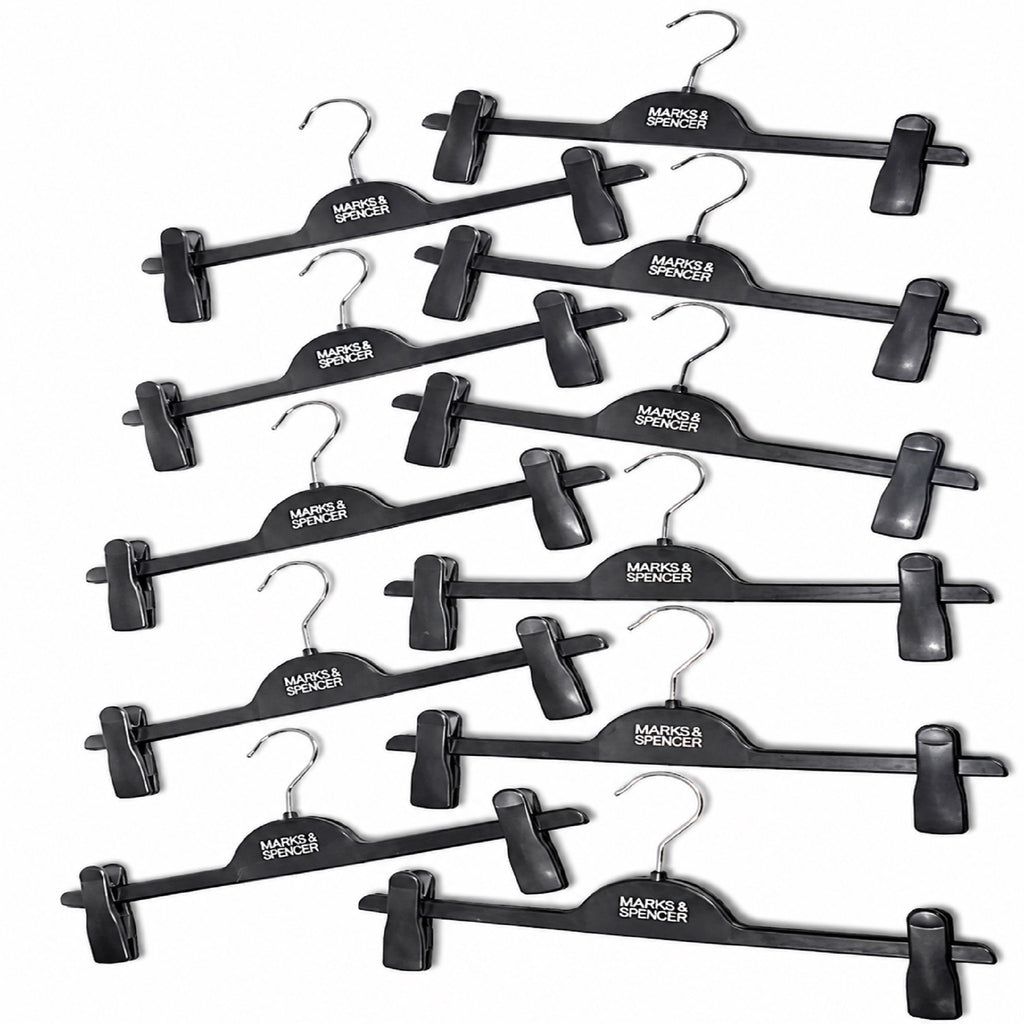 Black Plastic adjustable Clip Hangers Pack of 12, 14 Inch