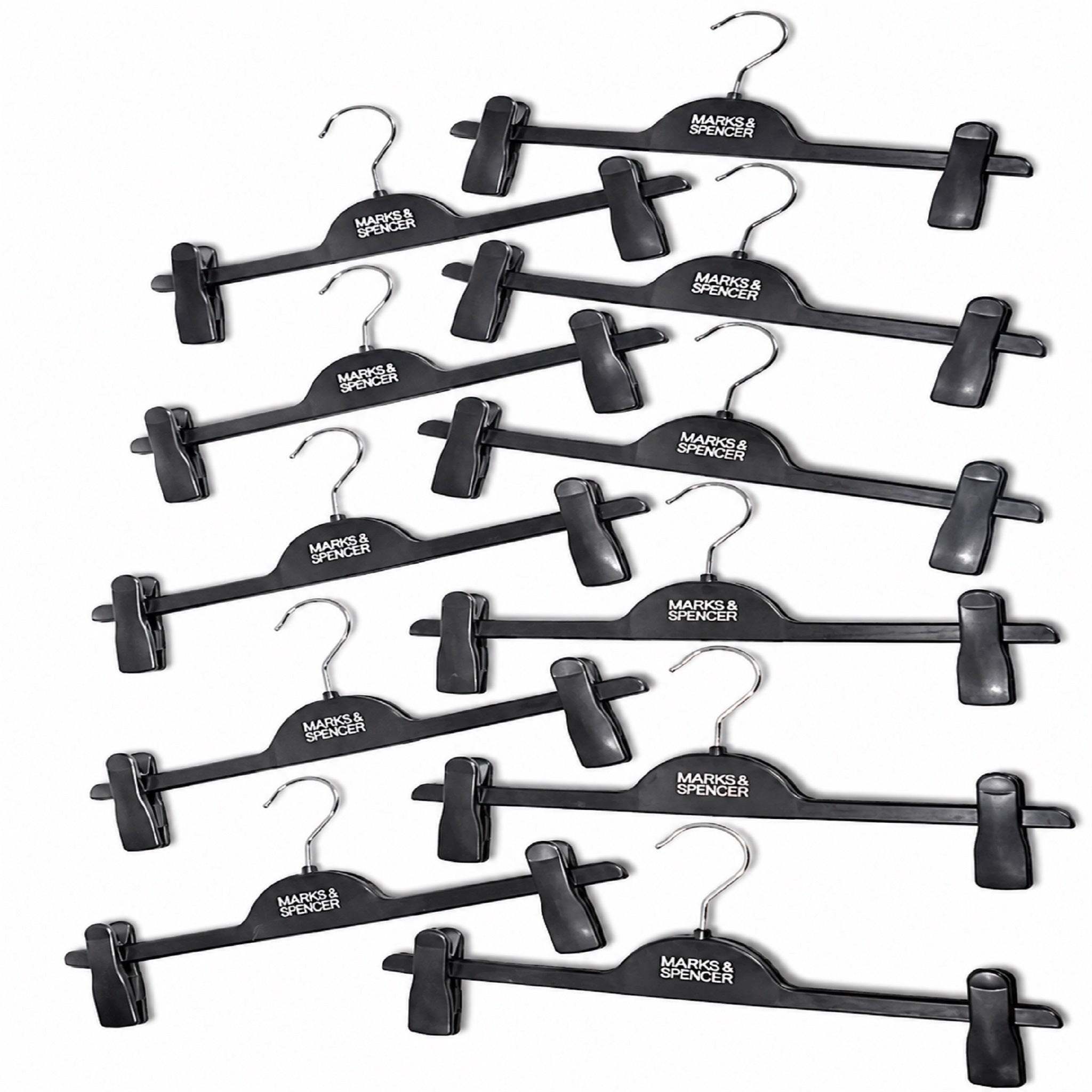 Black Plastic adjustable Clip Hangers Pack of 12, 14 Inch