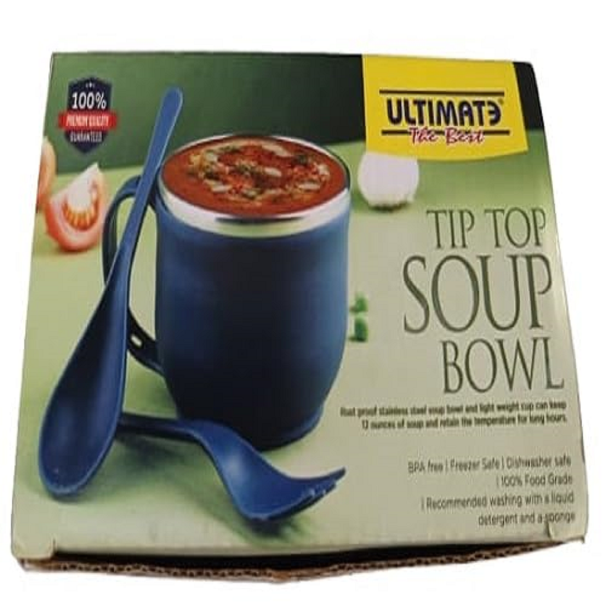 Stainless Steel Insulated Soup Bowl with Handle & Spoon | 450ml